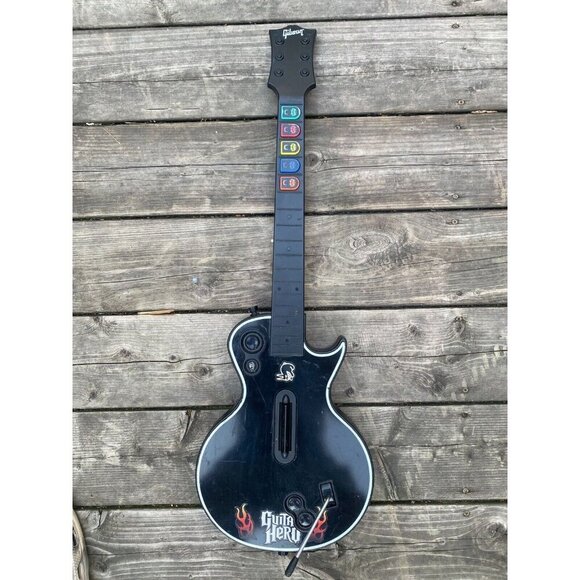 Black Guitar Hero Les Paul Gibson Wireless PS3 Sony 3 ~~ No Dongle - Picture 1 of 3